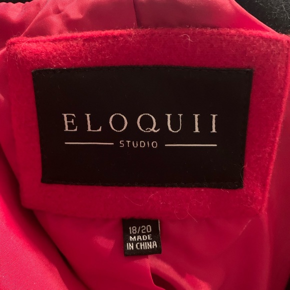 Eloquii Red Coat w Pearled Collar and Bow Side Ties Plus Size 18/20 - Picture 3 of 5
